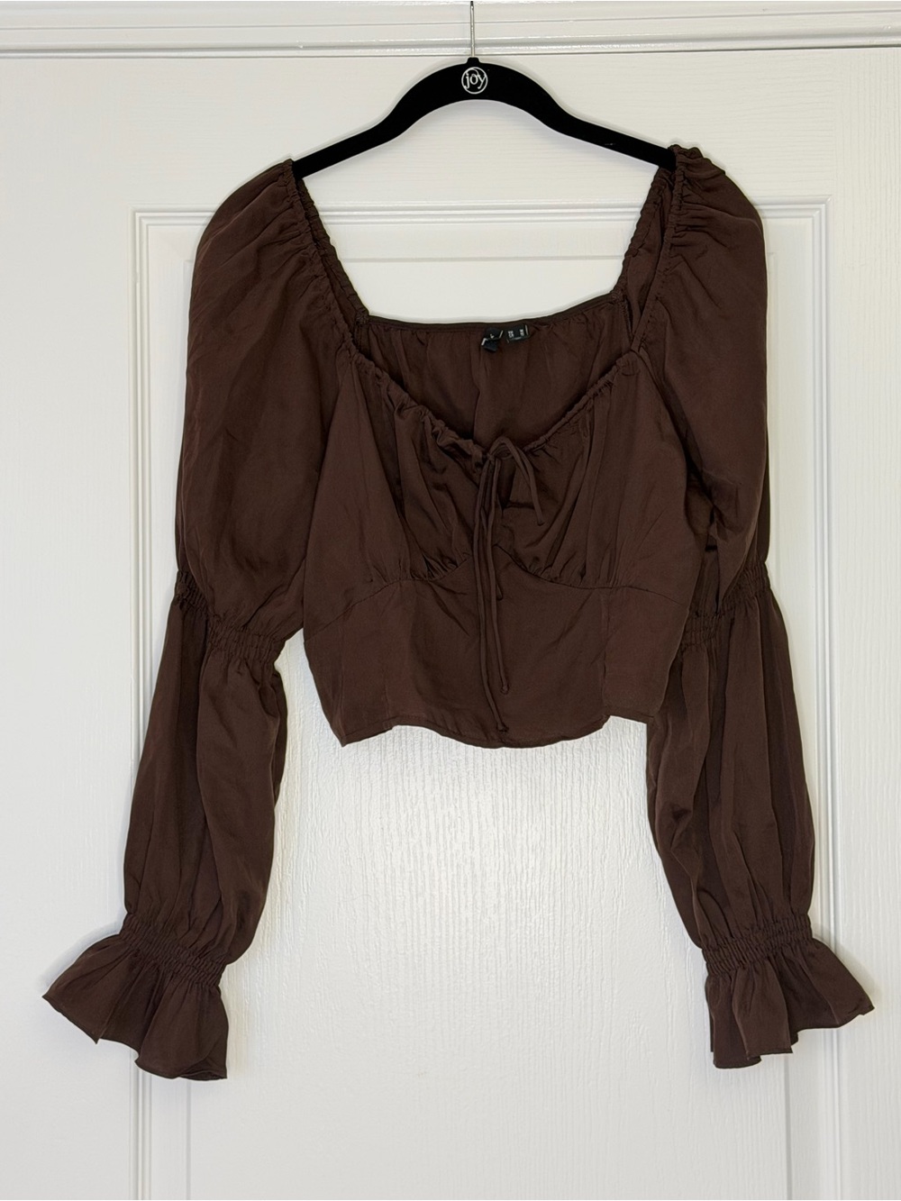 Vero Moda Brown Long-Sleeve Peasant Crop Top
